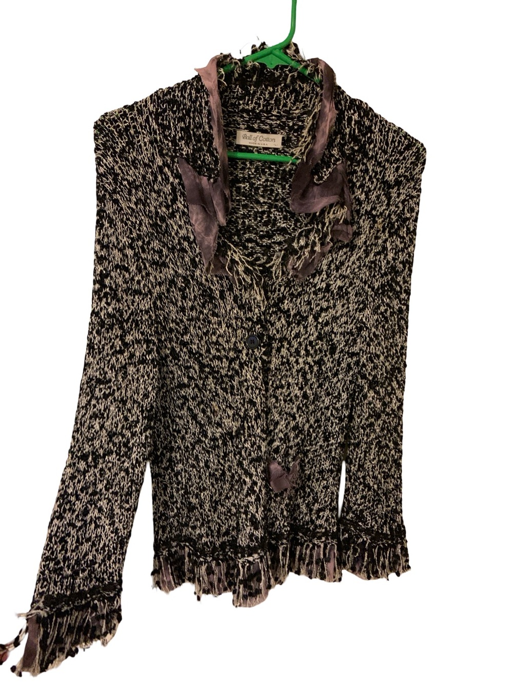 All of Cotton Black‎ and Cream Marled Button-Up Women’s Sweater
